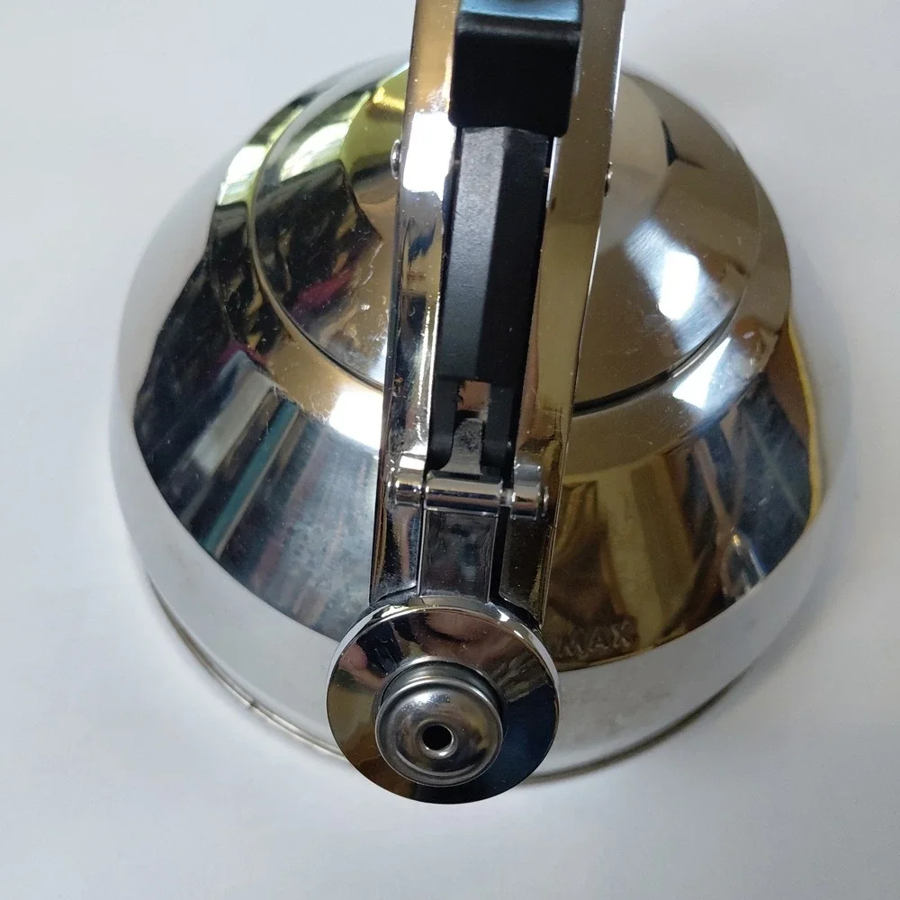 Palm Restaurant Stainless Steel Whistling Tea Kettle 2 Qt Induction Compatible